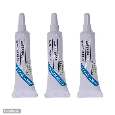 Combo of Clear Tone Waterproof False Eyelashes Makeup Adhesive Eye Lash Glue - (Pack of 3)-thumb0