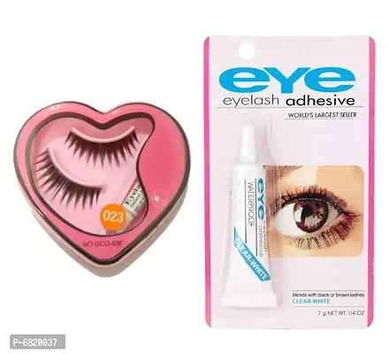 Soft Long Black False Eyelashes with Eyelash Waterproof Glue -Combo Pack of 2