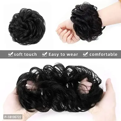 1PCS Messy Bun Hair Piece Hair Extension With Elastic Rubber Band Hairpiece Synthetic Hair Scrunchies Hair Piece for Women Girls Color Natural Black-thumb4