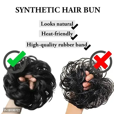 1PCS Messy Bun Hair Piece Hair Extension With Elastic Rubber Band Hairpiece Synthetic Hair Scrunchies Hair Piece for Women Girls Color Natural Black-thumb2