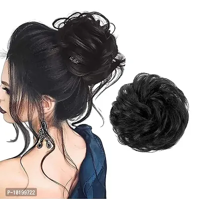 1PCS Messy Bun Hair Piece Hair Extension With Elastic Rubber Band Hairpiece Synthetic Hair Scrunchies Hair Piece for Women Girls Color Natural Black-thumb3