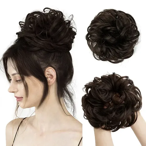 1PCS Messy Bun Hair Piece Hair Extension With Elastic Rubber Band Hairpiece Synthetic Hair Scrunchies Hair Piece for Women Girls Color Brown, Pack of 1