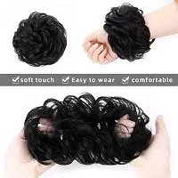 1PCS Messy Bun Hair Piece Extension Elastic Rubber Band Hair Juda Bun Maker -(Natural Black Colour)-thumb1