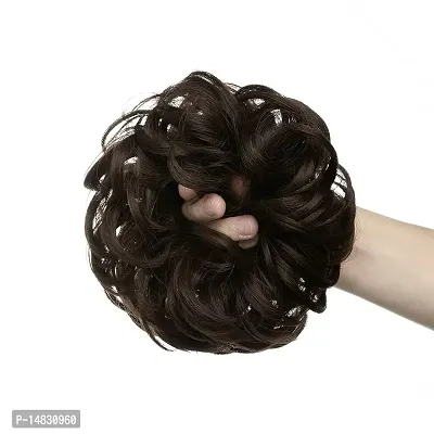 1PCS Messy Bun Hair Piece Extension Elastic Rubber Band Hair Juda Bun Maker -(Natural Black Colour)-thumb5