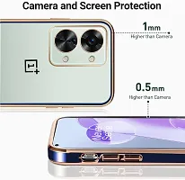 Chrome Back Cover Case For OnePlus Nord 2T 5G Mobile | Electroplated Gold Border Transparent Soft Chrome Cover for One Plus Nord 2 T (Blue)-thumb1