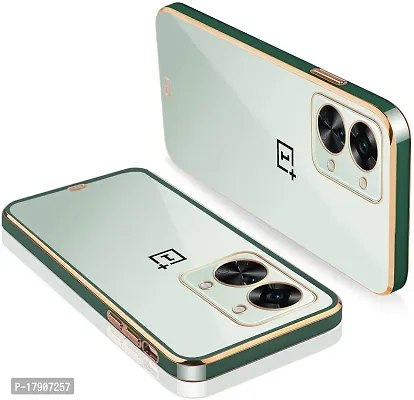 Chrome Back Cover Case For OnePlus Nord 2T 5G Mobile | Electroplated Gold Border Transparent Soft Chrome Cover for One Plus Nord 2 T (Green)