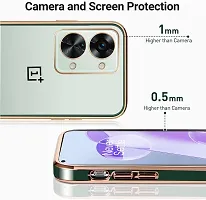 Chrome Back Cover Case For OnePlus Nord 2T 5G Mobile | Electroplated Gold Border Transparent Soft Chrome Cover for One Plus Nord 2 T (Green)-thumb3