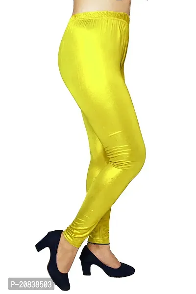 eDESIRE Latest Stylish Shiny Leggings Pant Glittery Glossy Yellow Shimmer Shining Leggings -(Free Size, 28 To 34 inches)-thumb0