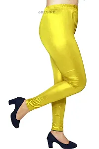 eDESIRE Latest Stylish Shiny Leggings Pant Glittery Glossy Yellow Shimmer Shining Leggings -(Free Size, 28 To 34 inches)-thumb3