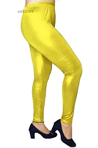 eDESIRE Latest Stylish Shiny Leggings Pant Glittery Glossy Yellow Shimmer Shining Leggings -(Free Size, 28 To 34 inches)-thumb1