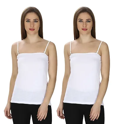Women's Cotton Camisole Slip Detachable /Removable Straps Strapless Spaghetti Inner Wear Tank Top Combo Camisole