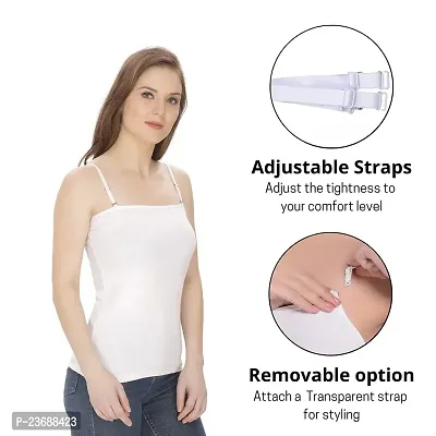 Women's Cotton Camisole Slip Detachable /Removable Straps Strapless Spaghetti Inner Wear Tank Top Combo Camisole-thumb5