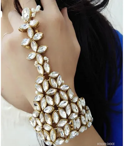 WONDER CHOICE Traditional Plated Fashion Kundan Bracelet for Women Girls Stylish