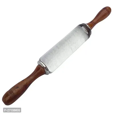 Transparent Acrylic Belan Wooden Handle Rolling Pin for Chakla Chapati/Roti Maker Kitchen -(Length: 12 inch)