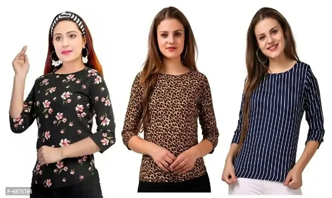 Ultra Soft Good Quality Crepe Trendy Tops for Women Pack Of 3-thumb0