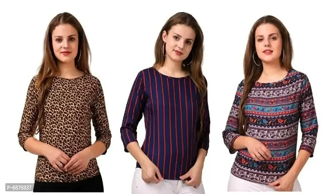 Ultra Soft Good Quality Crepe Trendy Tops for Women Pack Of 3-thumb0