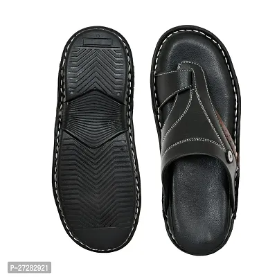 Stylish Black Synthetic Leather Solid Comfort Sandals For Men-thumb0