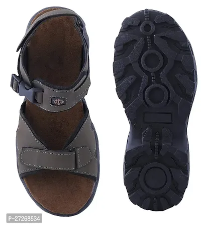 Stylish Grey Synthetic Leather Solid Comfort Sandals For Men-thumb0