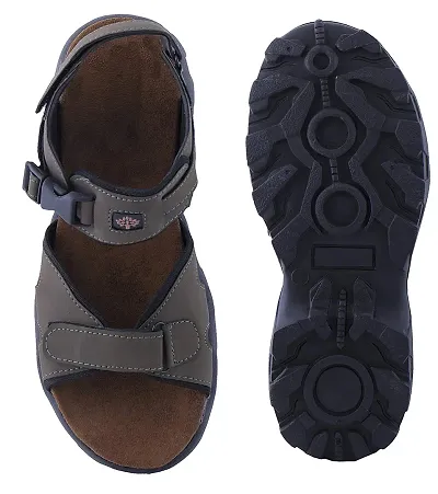 Stylish Grey Synthetic Leather Solid Comfort Sandals For Men
