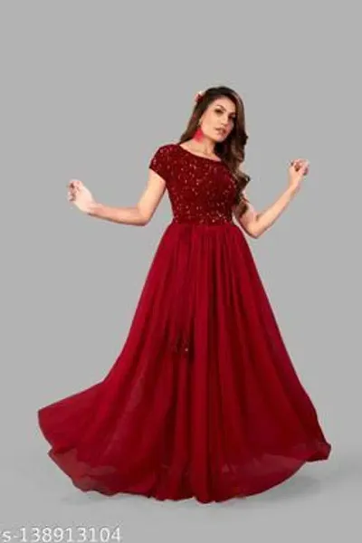 Stylish Net Self Pattern Ethnic Gown