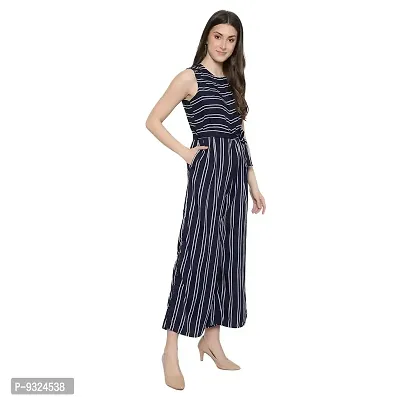 Women's Flared Bottom Maroon, Navy, Beige Striped Jumpsuit For Women-thumb4