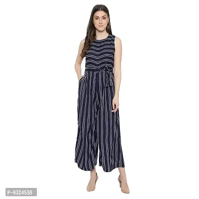 Women's Flared Bottom Maroon, Navy, Beige Striped Jumpsuit For Women