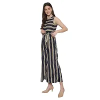 Women's Flared Bottom Maroon, Navy, Beige Striped Jumpsuit For Women-thumb4