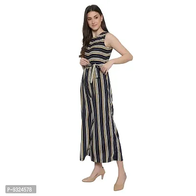 Women's Flared Bottom Maroon, Navy, Beige Striped Jumpsuit For Women-thumb5