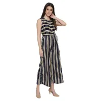 Women's Flared Bottom Maroon, Navy, Beige Striped Jumpsuit For Women-thumb1