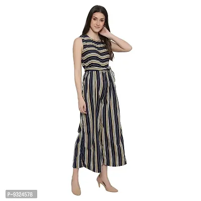 Women's Flared Bottom Maroon, Navy, Beige Striped Jumpsuit For Women-thumb2