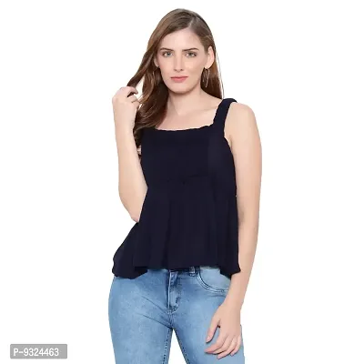 MAYA COLLECTIONS Smocked Sleeveless Cold-Shoulder Peplum Tops for Women, Trendy and Comfortable fit-thumb0