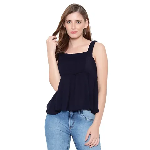 MAYA COLLECTIONS Smocked Sleeveless Cold-Shoulder Peplum Tops for Women, Trendy and Comfortable fit