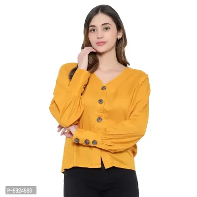 MAYA COLLECTIONS Trendy Women's Rayon Bishop Sleeve Shirt Style Top-thumb0