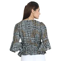 MAYA COLLECTIONS Women's Full Sleeve Polyester Regular Fit V-Neck Peplum Top-thumb1