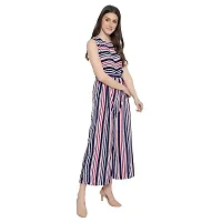 Women's Flared Bottom Maroon, Navy, Beige Striped Jumpsuit For Women-thumb3