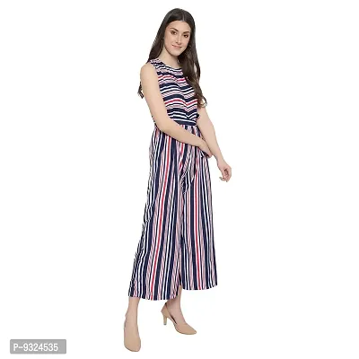 Women's Flared Bottom Maroon, Navy, Beige Striped Jumpsuit For Women-thumb4