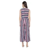 Women's Flared Bottom Maroon, Navy, Beige Striped Jumpsuit For Women-thumb1