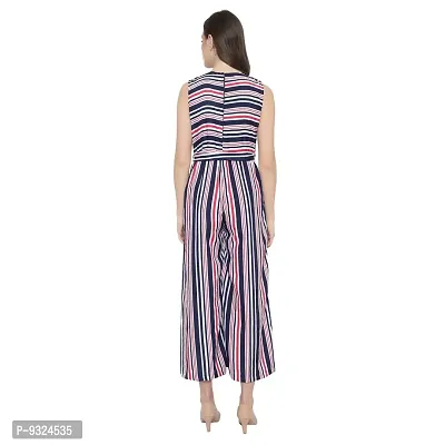 Women's Flared Bottom Maroon, Navy, Beige Striped Jumpsuit For Women-thumb2