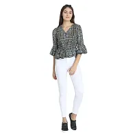 MAYA COLLECTIONS Women's Full Sleeve Polyester Regular Fit V-Neck Peplum Top-thumb4