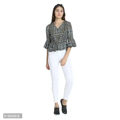 MAYA COLLECTIONS Women's Full Sleeve Polyester Regular Fit V-Neck Peplum Top-thumb5