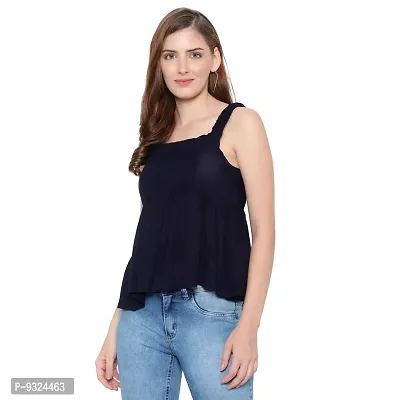 MAYA COLLECTIONS Smocked Sleeveless Cold-Shoulder Peplum Tops for Women, Trendy and Comfortable fit-thumb3