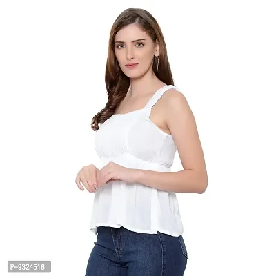 MAYA COLLECTIONS Smocked Sleeveless Cold-Shoulder Peplum Tops for Women, Trendy and Comfortable fit-thumb3