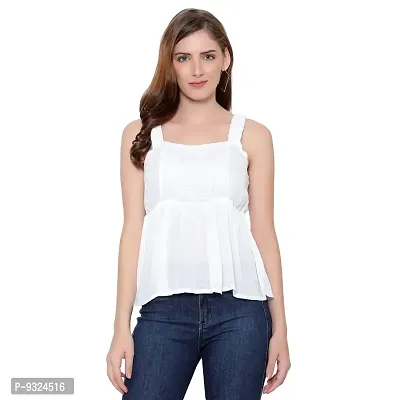 MAYA COLLECTIONS Smocked Sleeveless Cold-Shoulder Peplum Tops for Women, Trendy and Comfortable fit-thumb0