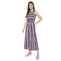 Women's Flared Bottom Maroon, Navy, Beige Striped Jumpsuit For Women-thumb2