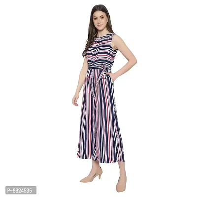 Women's Flared Bottom Maroon, Navy, Beige Striped Jumpsuit For Women-thumb3