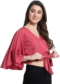 MAYA COLLECTIONS Women's Flared Sleeves Wrap Style Solid Tops-thumb3