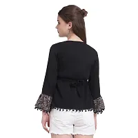 Front Design Bell Sleeves Round Neck Peplum Top-thumb4