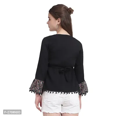 Front Design Bell Sleeves Round Neck Peplum Top-thumb5