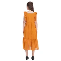 Square Neck Knee Length Sleeveless Georgette Dress-thumb2