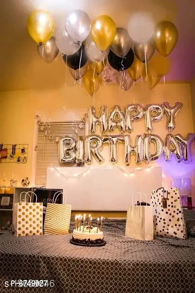 Happy Birthday Silver Foil Letters-13 Pcs  30 Pcs Black, Gold, Silver Balloons For Birthday Decorations